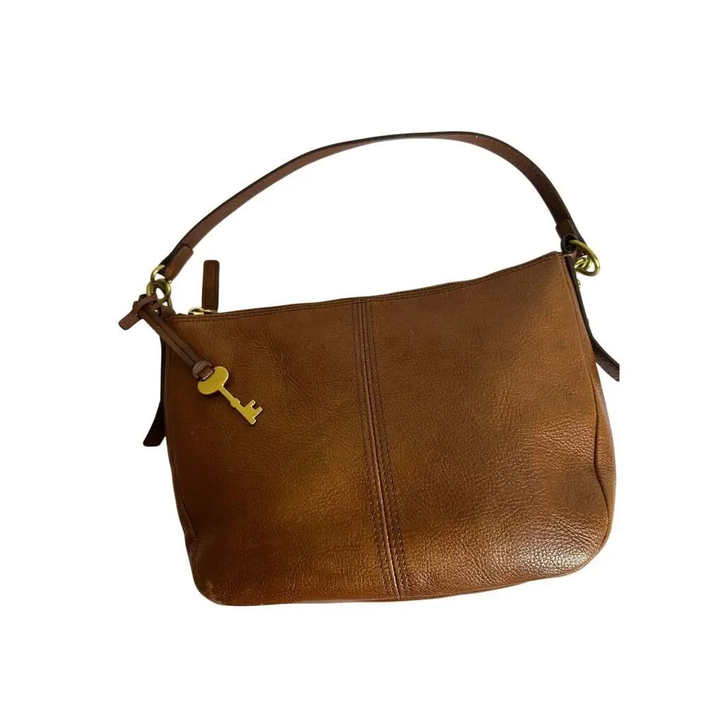 Fossil Brown Leather Hobo Shoulder Bag - Excellent Condition!